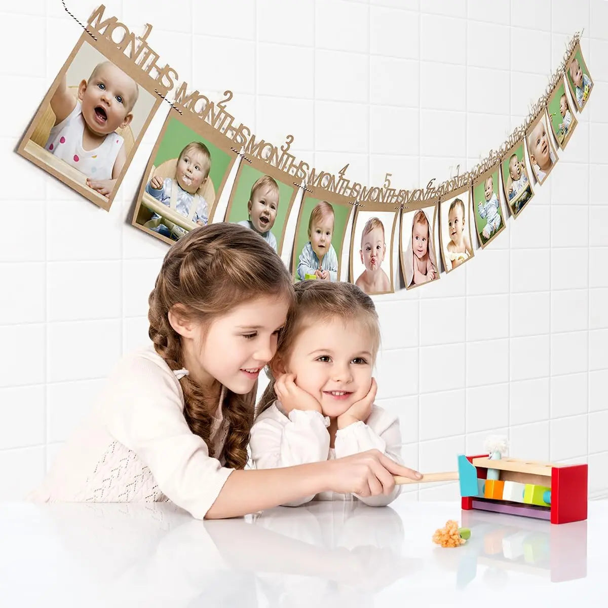 Baby First Birthday Banner – 1–12 Month Photo Growth Record
