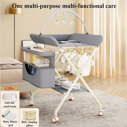 Space-Saving Folding Changing Table & Storage Center