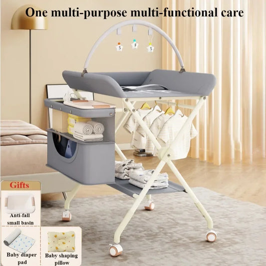 Space-Saving Folding Changing Table & Storage Center