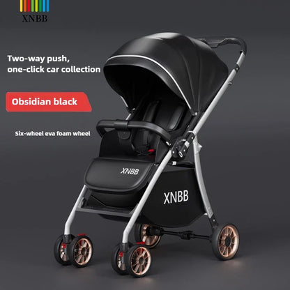 New One-Button Folding Stroller with Shock Absorption