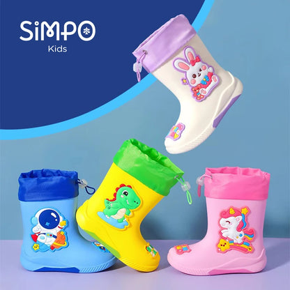 Kids Waterproof Rain Boots (PVC/Rubber, Cartoon Patterns)
