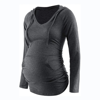 Women's Long Sleeve V-neck Pregnant Nursing Sweatshirt