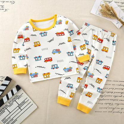 Cartoon Kids' Pajama Set: Cozy Autumn & Winter Sleepwear