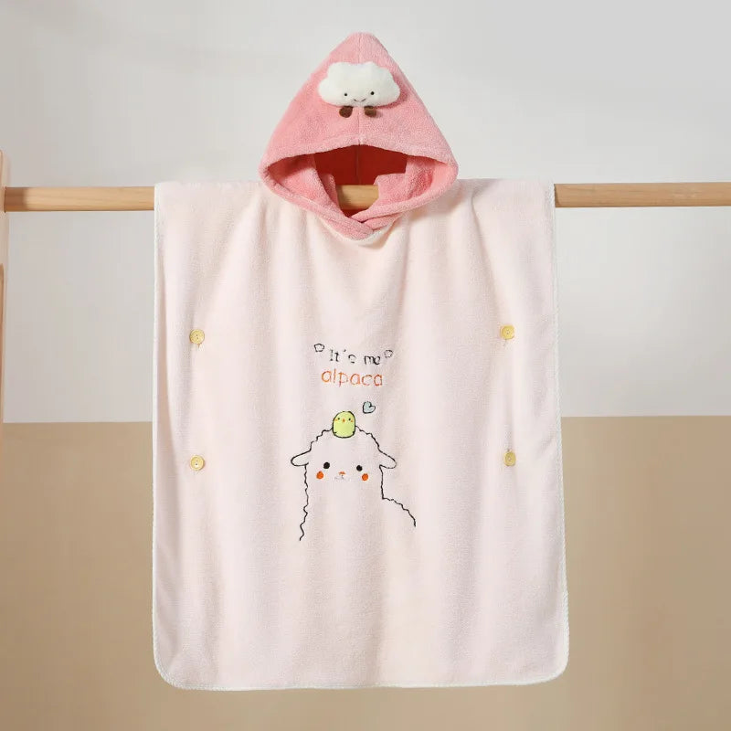 Children's Quick-Dry Hooded Bath Towel Poncho