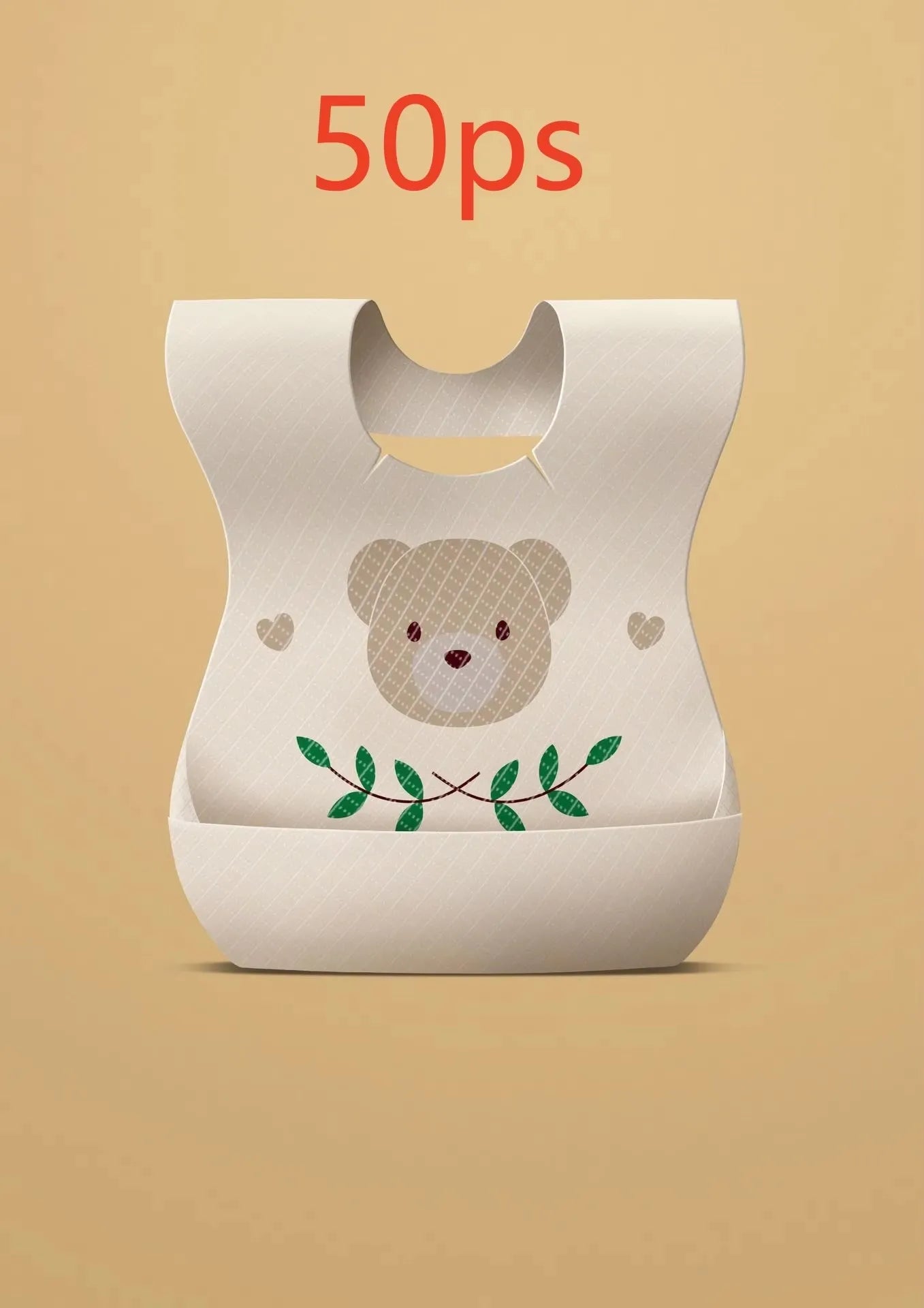 50-Pack Disposable Baby Bibs | Waterproof Cartoon Bear Travel Set