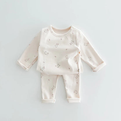 Pure Cotton Cartoon & Floral Kids' Pajama Set (1-6Y)