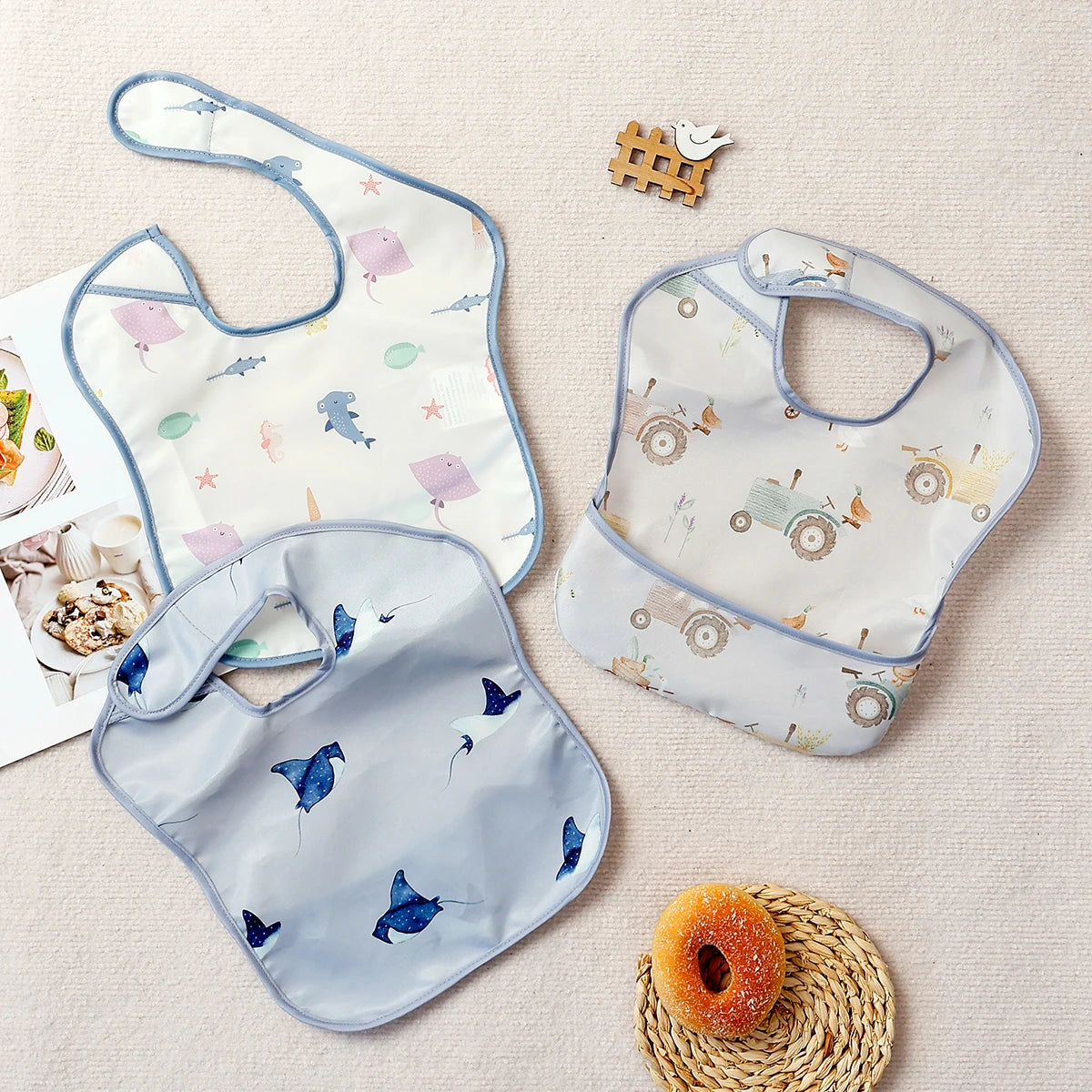 HappyFlute 3-Pack Waterproof PUL Bibs | Reusable Animal Print Set