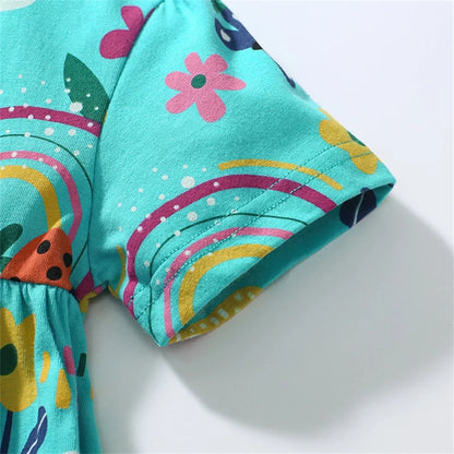 Kids Boutique Rainbow Summer Outfit Set (Tops + Pants)