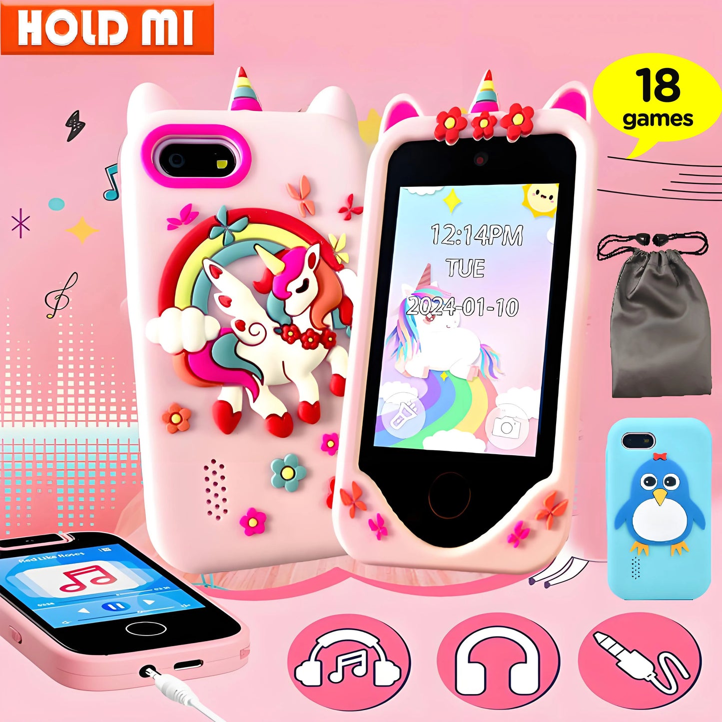 Unicorn Toy Phone with Dual Camera & Games