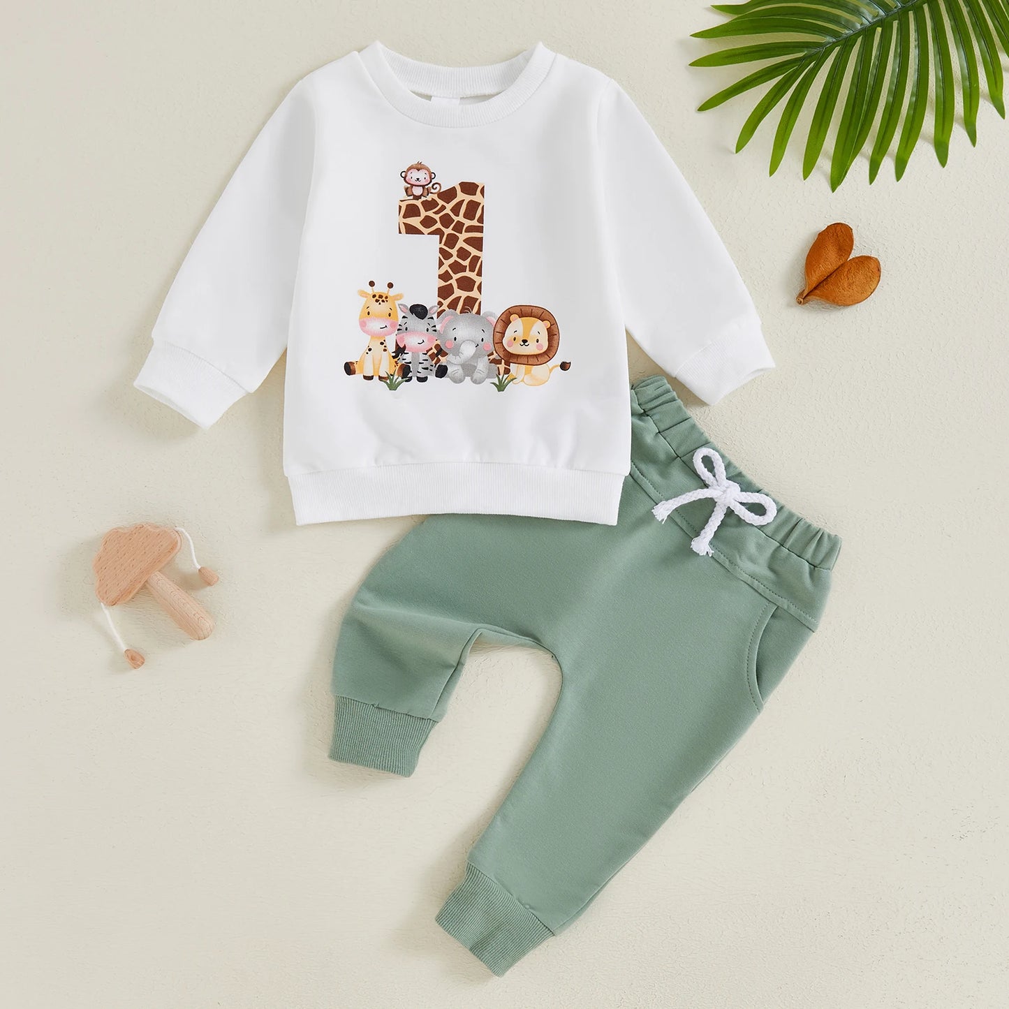 Cute Infant Long-Sleeve Sweatshirt & Bottoms Set