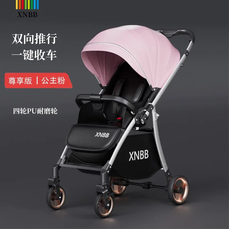 New One-Button Folding Stroller with Shock Absorption