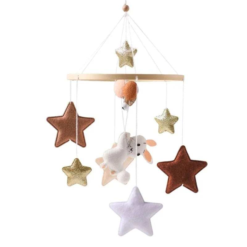 Soft Felt & Wooden Animal Baby Crib Mobile with Music
