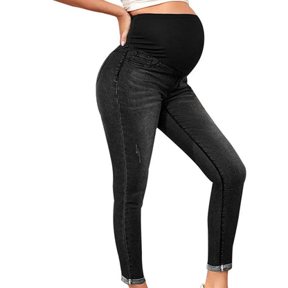 Slim High Waist Elastic Abdominal Support Maternity Jeans