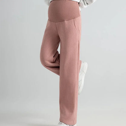 Winter Plus Velvet Corduroy Wide Leg Maternity Pants