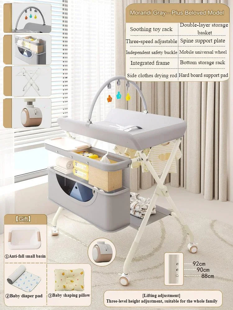 Space-Saving Folding Changing Table & Storage Center