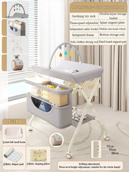 Space-Saving Folding Changing Table & Storage Center