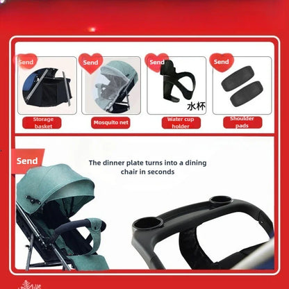 New One-Button Folding Stroller with Shock Absorption