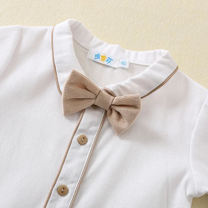 Toddler Boy Suspender Pants & White Shirt Set