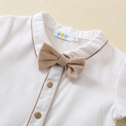 Toddler Boy Suspender Pants & White Shirt Set