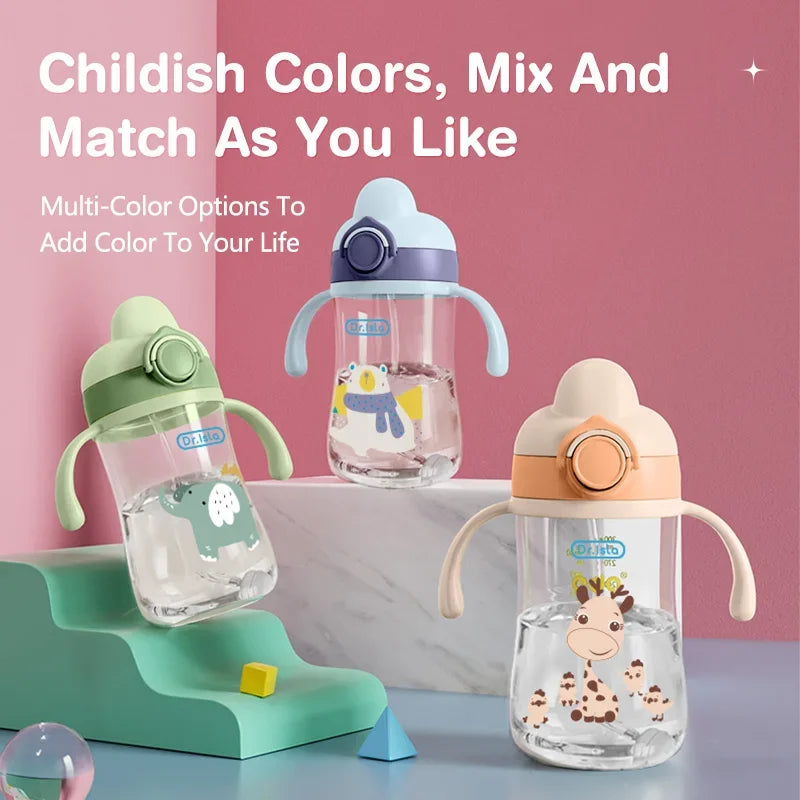 Portable Water Bottle 300ml With Straw