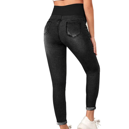 Slim High Waist Elastic Abdominal Support Maternity Jeans