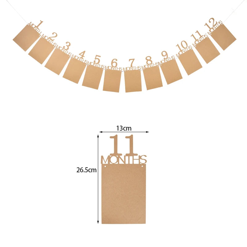 1st Birthday Baby Photo Banner – 12 Month Garland