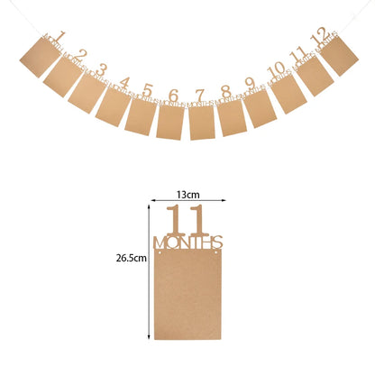 1st Birthday Baby Photo Banner – 12 Month Garland