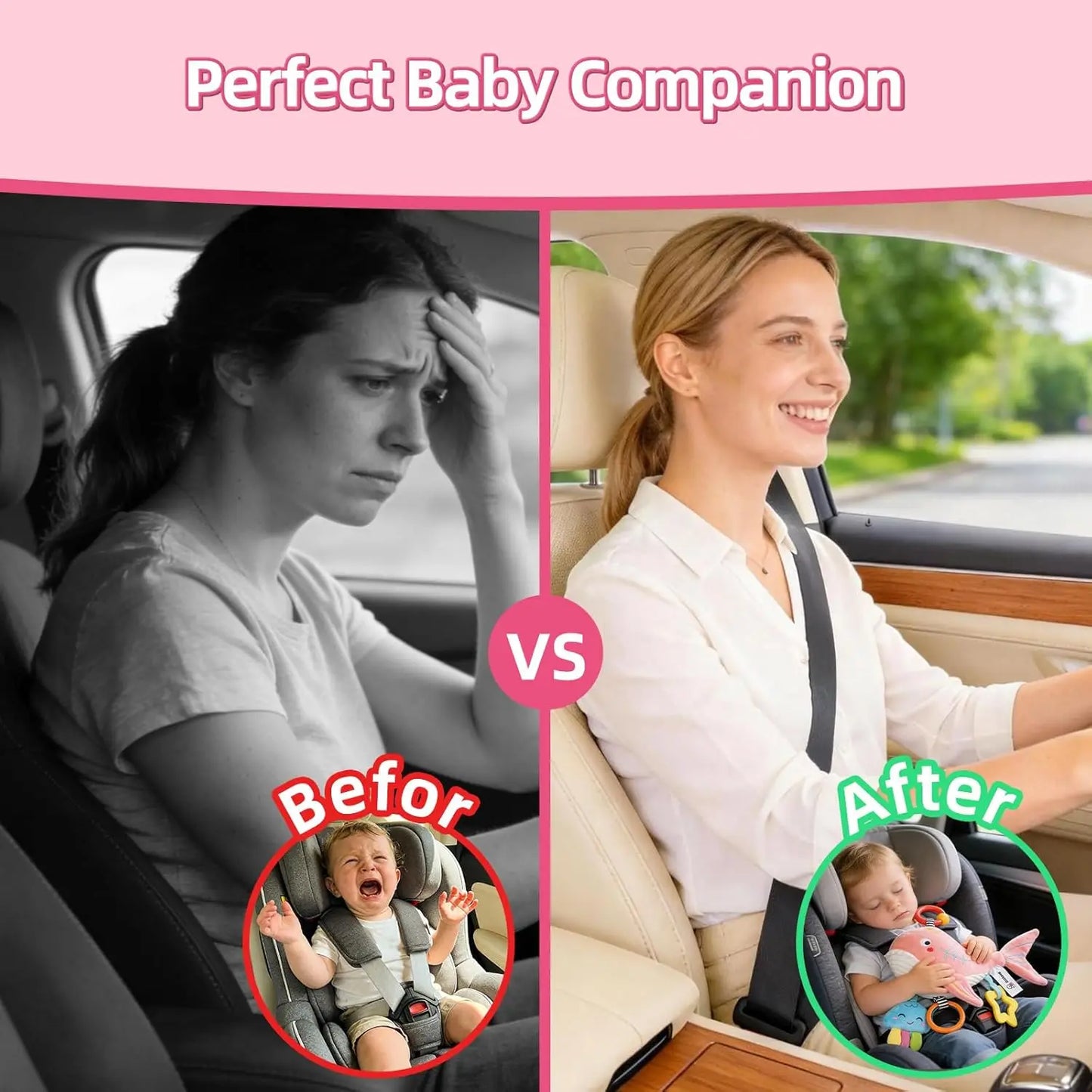 Baby Car Seat Toy Whale, Sensory Toy (0–6 Months)