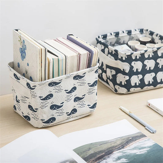 Foldable Cotton Linen Mini Storage Basket