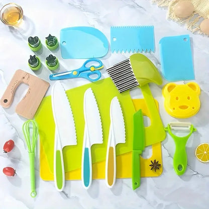 Kids Safety Cooking Cutter Set - Plastic Knives & Peeler Tools