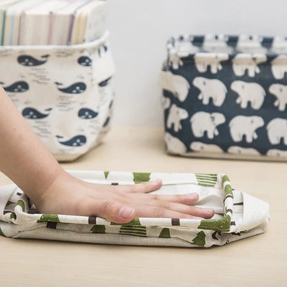 Foldable Cotton Linen Mini Storage Basket