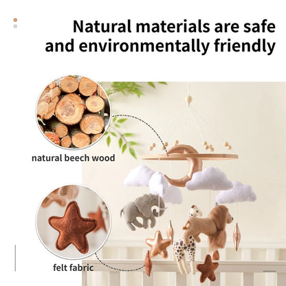 Soft Felt & Wooden Animal Baby Crib Mobile with Music