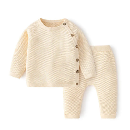 Knitted Cotton Newborn Sweater & Pants Set