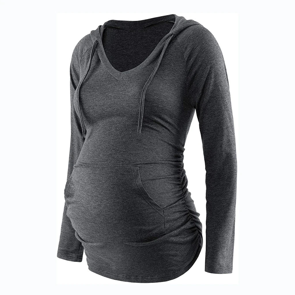 Women's Long Sleeve V-neck Pregnant Nursing Sweatshirt