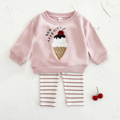 2-Piece Toddler Girls’ Pink Sweatsuit | Long Sleeve Autumn Set