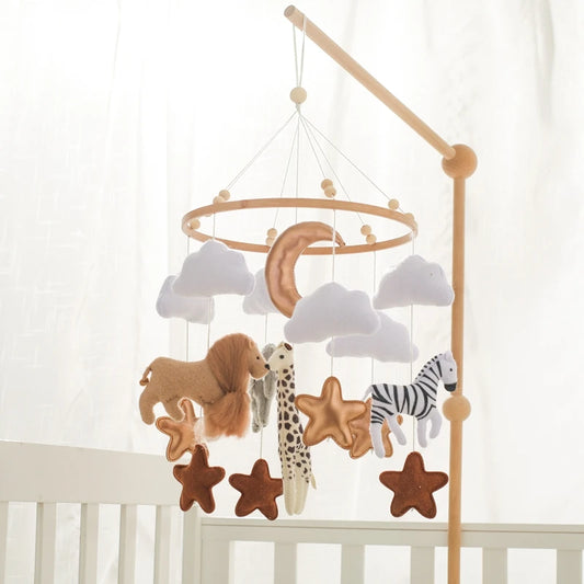 Soft Felt & Wooden Animal Baby Crib Mobile with Music
