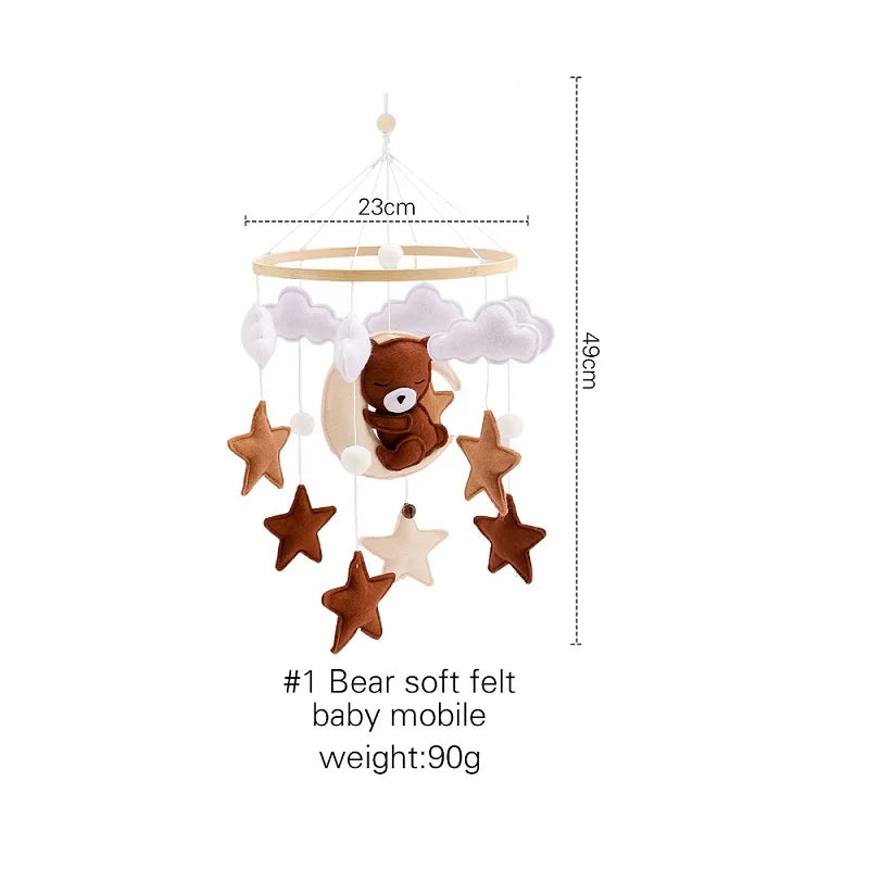 Soft Felt & Wooden Animal Baby Crib Mobile with Music