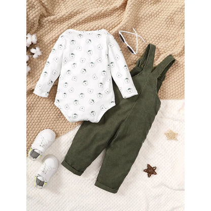 Fashion Bear Print Baby Boy 2PCS Bodysuit Costume
