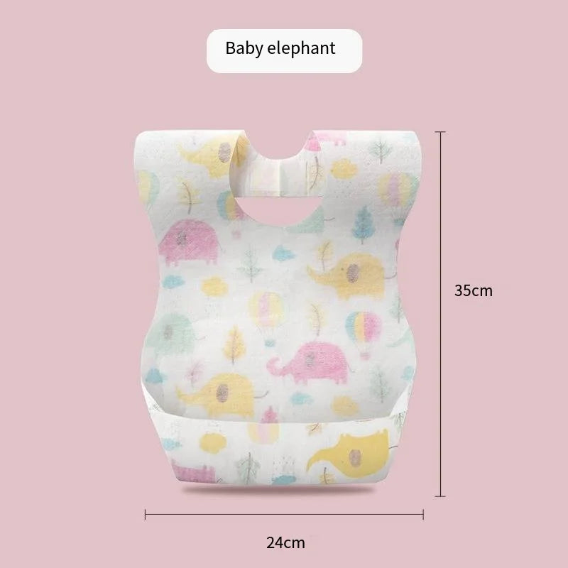 50-Pack Disposable Baby Bibs | Waterproof Cartoon Bear Travel Set