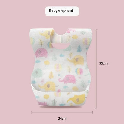 50-Pack Disposable Baby Bibs | Waterproof Cartoon Bear Travel Set