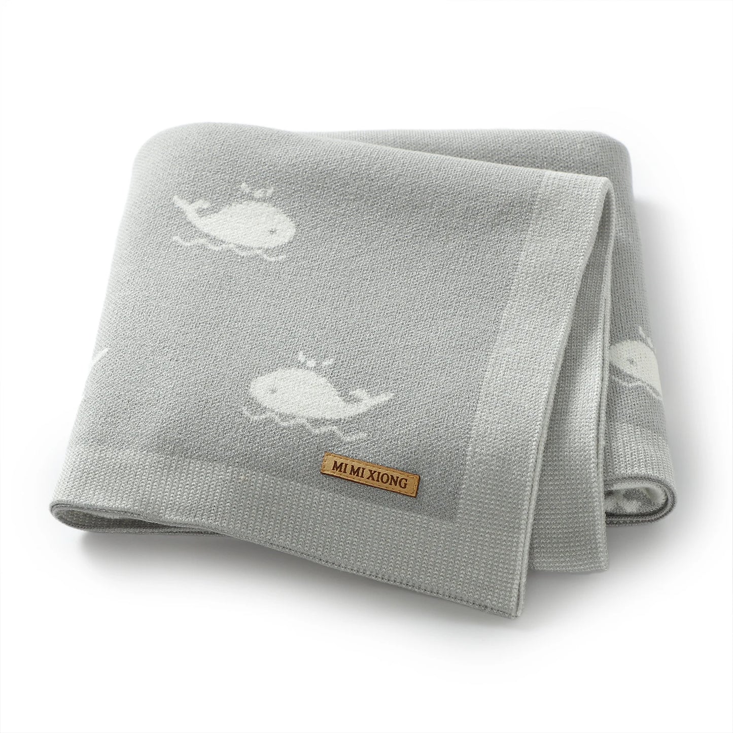 Super Soft Knitted Whale Baby Blanket & Swaddle (90x70cm)