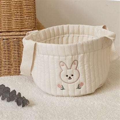 Embroidered Cotton Crib Diaper & Toy Organizer Bag