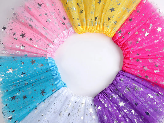 Girls Tulle Star Sequins Princess Tutu Skirt