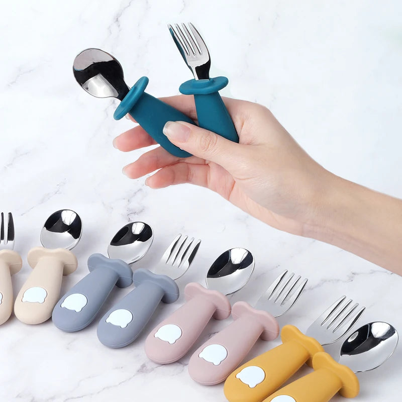 Baby Feeding Solid Food Spoon Fork Set