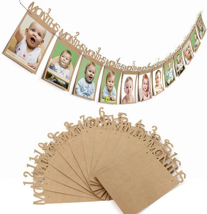 Baby First Birthday Banner – 1–12 Month Photo Growth Record