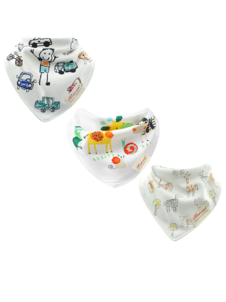 Comfy & Adjustable 3-Pack Cotton Baby Feeding Bibs