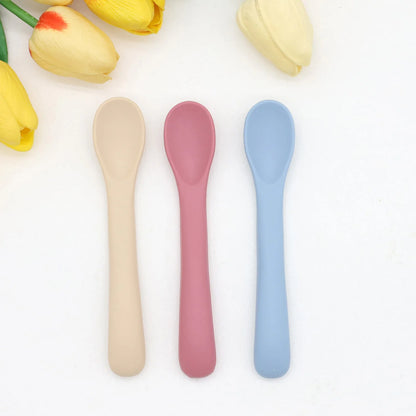 3Pcs Soft Silicone Baby Spoons