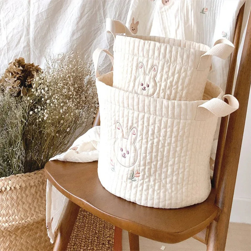 Embroidered Cotton Crib Diaper & Toy Organizer Bag