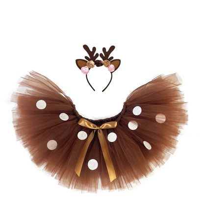 Girls Brown Deer/Reindeer Tutu Skirt Outfit