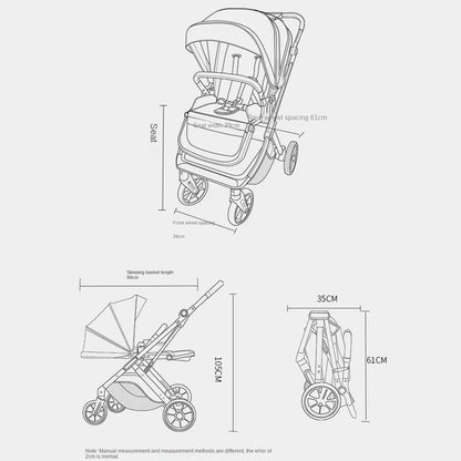 Lightweight Folding Baby Stroller. Two-way Push Anti Vibration Wheels